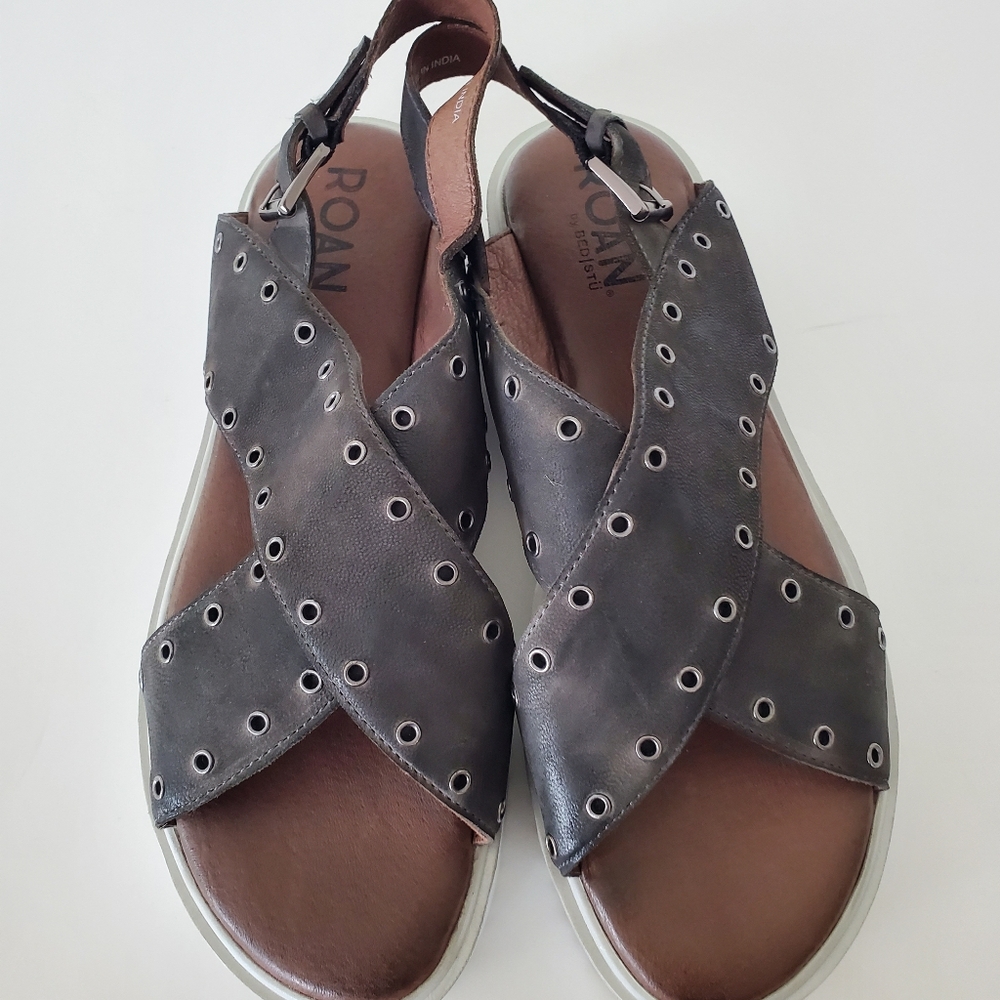 ROAN by BED STU Sz 10 HALI Criss Cross Leather Upper Platform Sandals Buckle - Picture 13 of 14